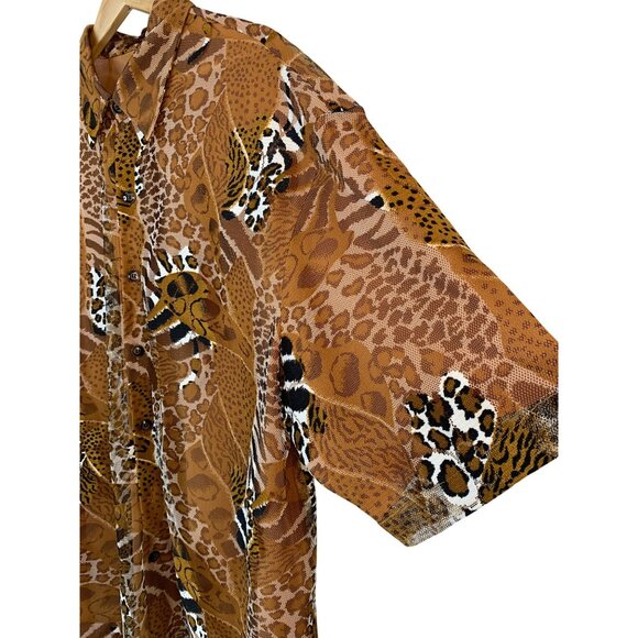 Rare VTG 80s Creme De Silk 3X Abstract Animal Print Silk Tropical Shirt RL10440 - Picture 8 of 8